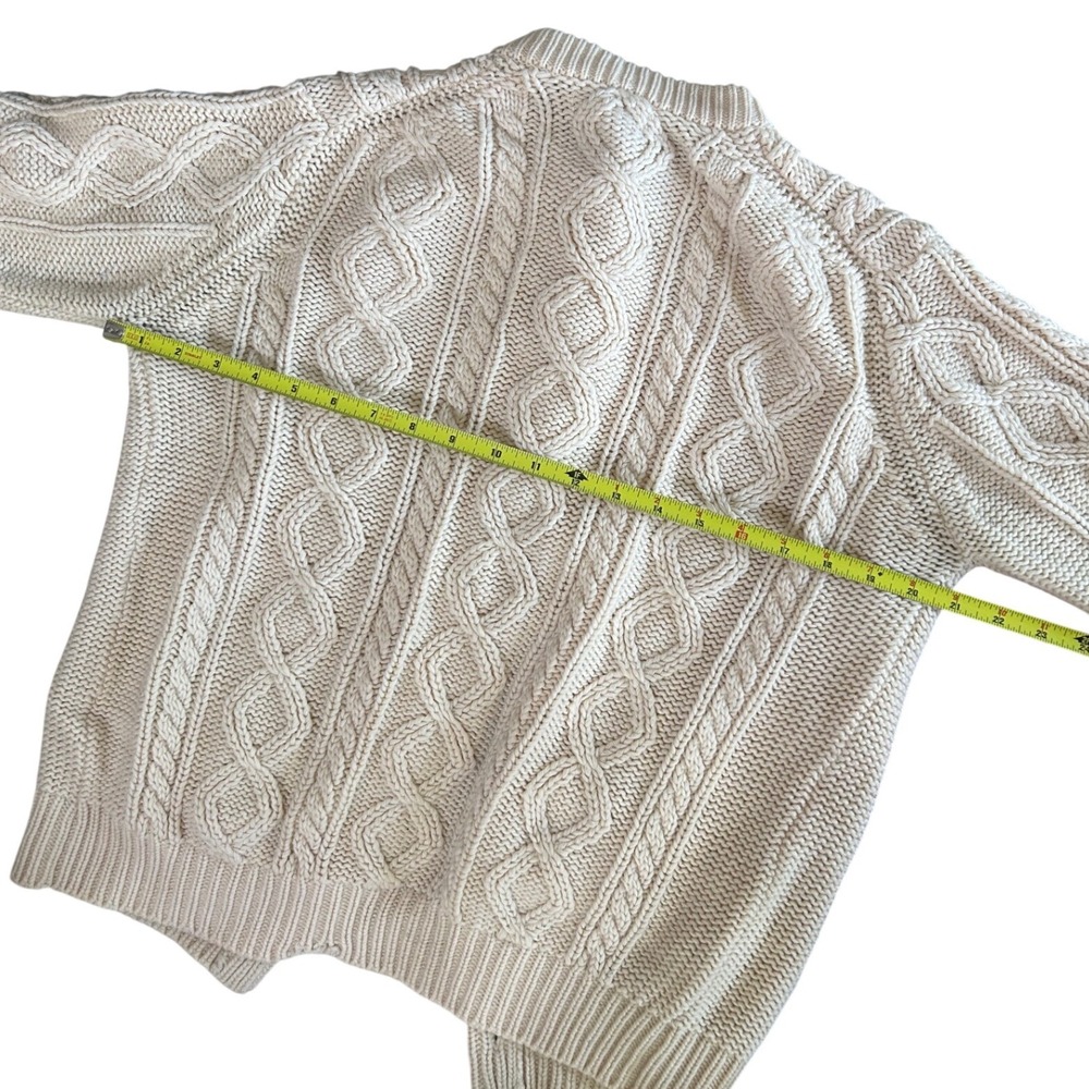 Woodstock Cream Cable‎ Knit Button Up Vintage Cardigan Sweater - Picture 7 of 8
